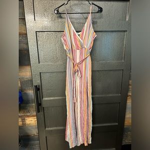 Petal rose jumpsuit with belt